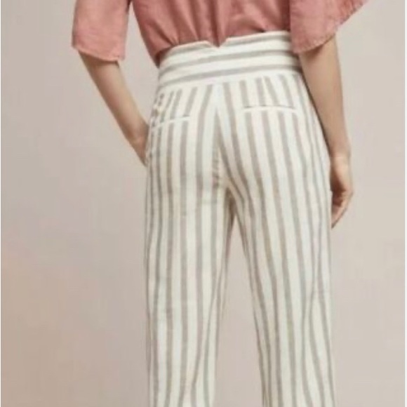 Antropology linen blend high waist striped pants - Picture 3 of 11